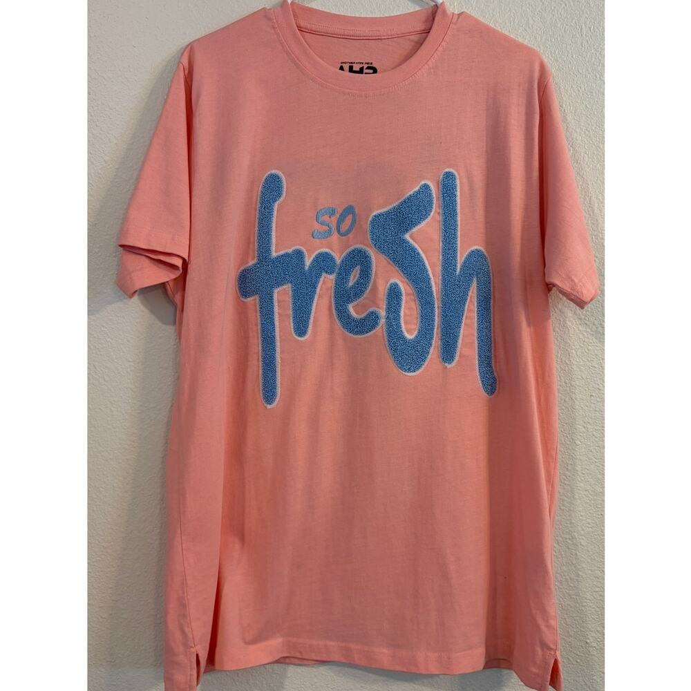 AHP Another Hype Piece Unisex Large Coral So Fresh So Clean Chenille T-Shirt